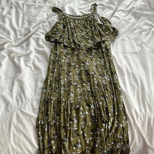 green art class dress with floral design L girl